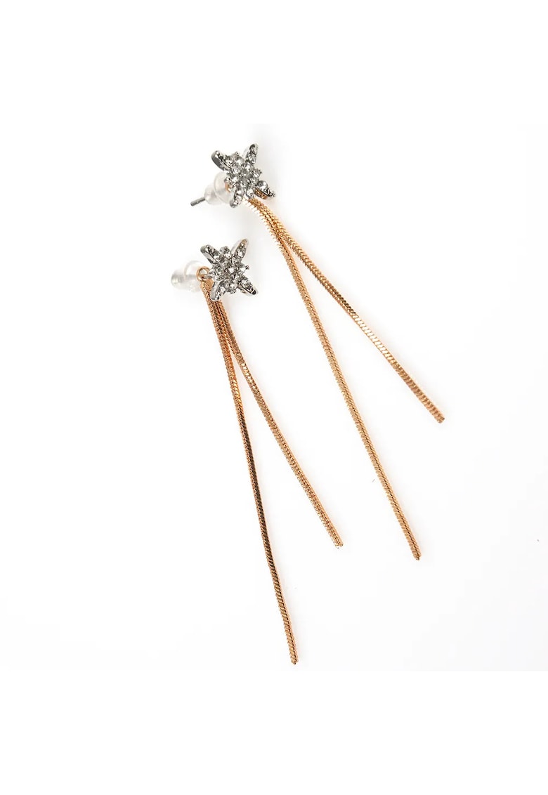 Cercei lungi stea cu cristale si lanturi aurii delicate -  Paris