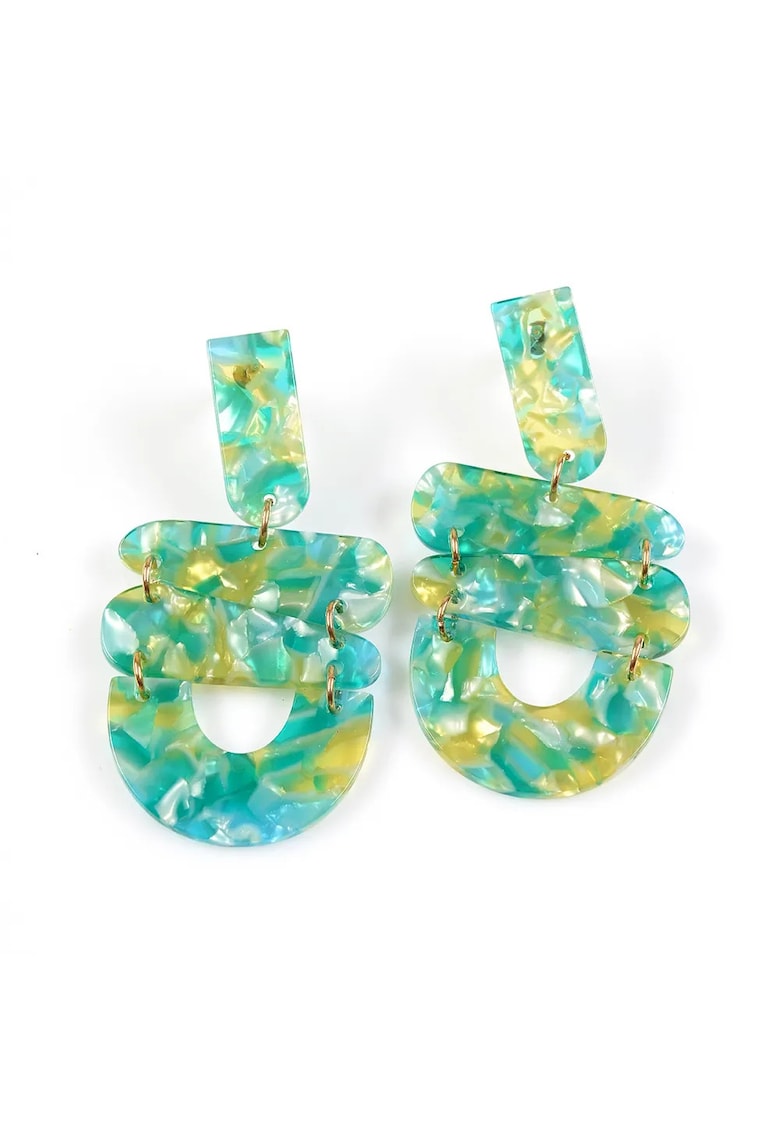 Cercei lungi verzi cu forme geometrice -  Paris