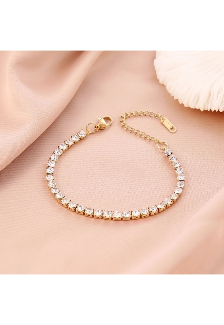 Bratara aurie - tennis - din otel inoxidabil - suflata cu aur 18k - cu pietre din zirconiu - Dafina C6