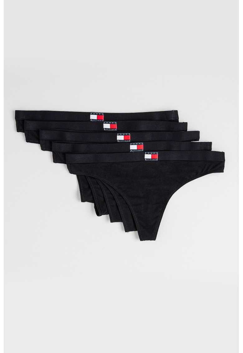 Set de chiloti tanga cu logo - 5 perechi