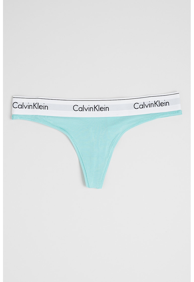 Chiloti tanga din amestec de modal cu banda cu logo in talie