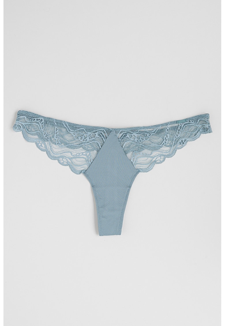 Chiloti tanga cu insertii de dantela