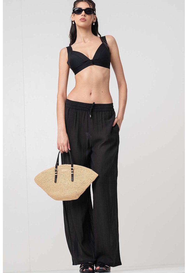 Pantaloni relaxed fit cu snur in talie