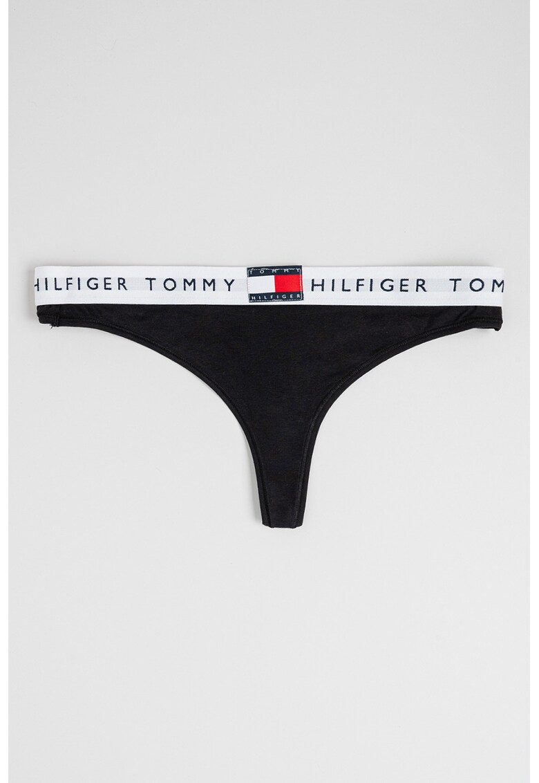 Chiloti tanga cu banda logo in talie