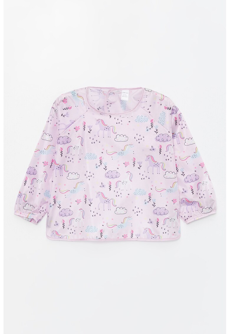Set de bluza cu bavetica si imprimeu cu unicorn