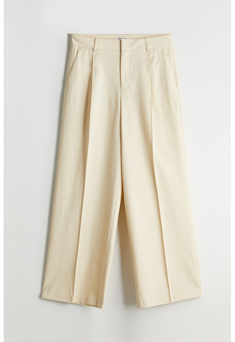 Pantaloni din amestec de bumbac cu croiala dreapta