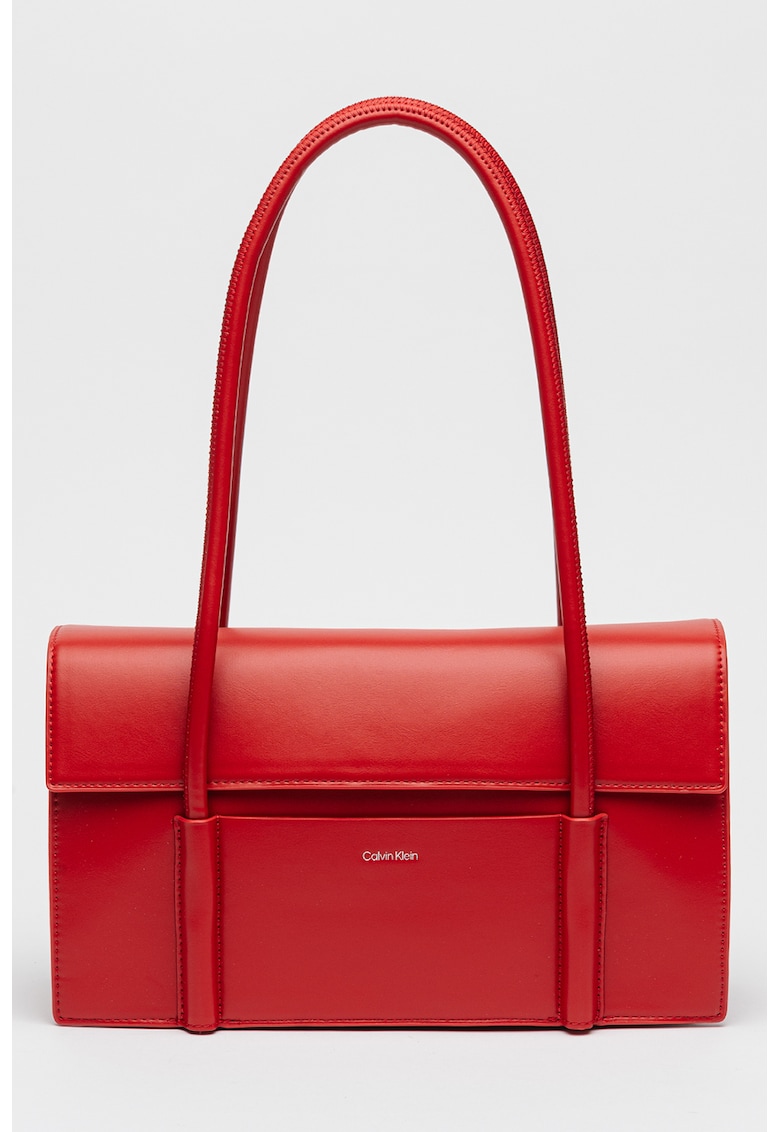 Geanta din piele ecologica cu bareta de umar si clapa