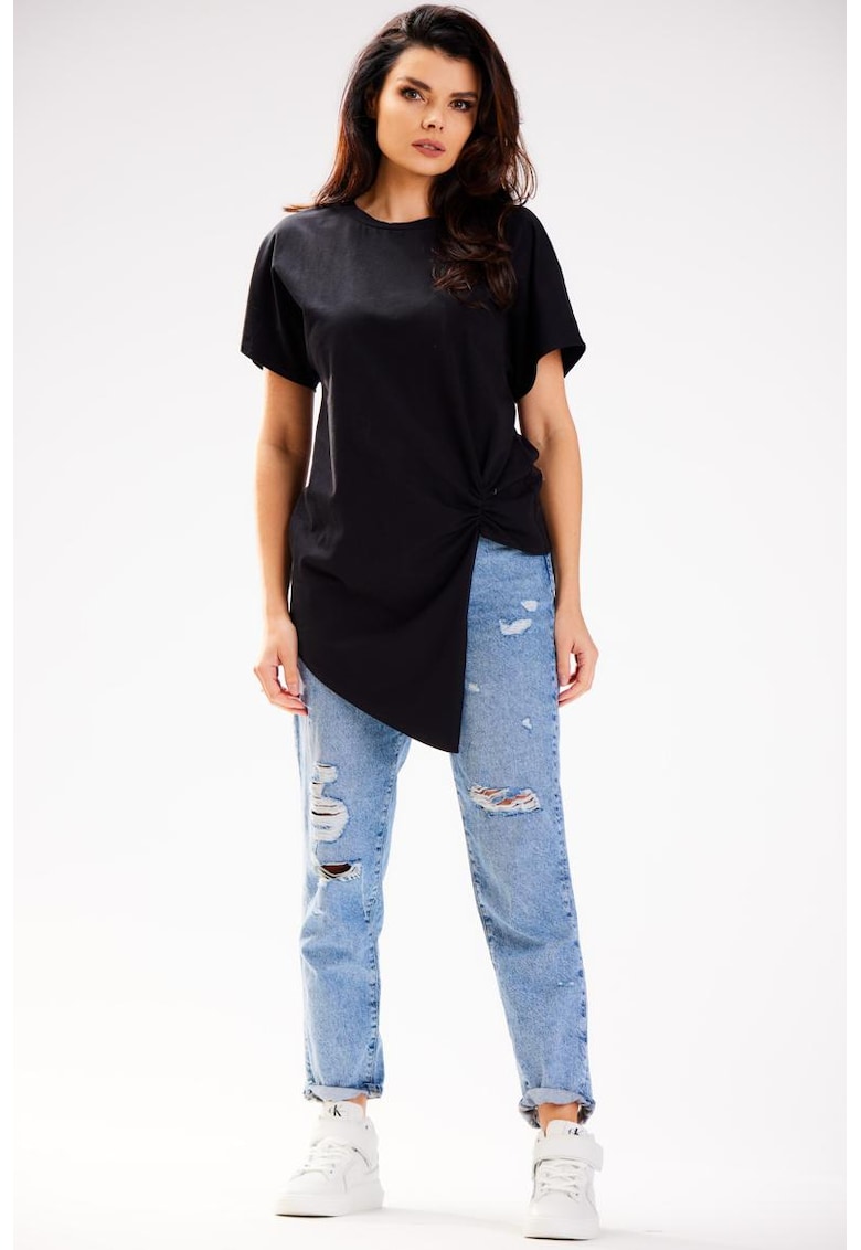 Bluza asimetrica cu maneci scurte -