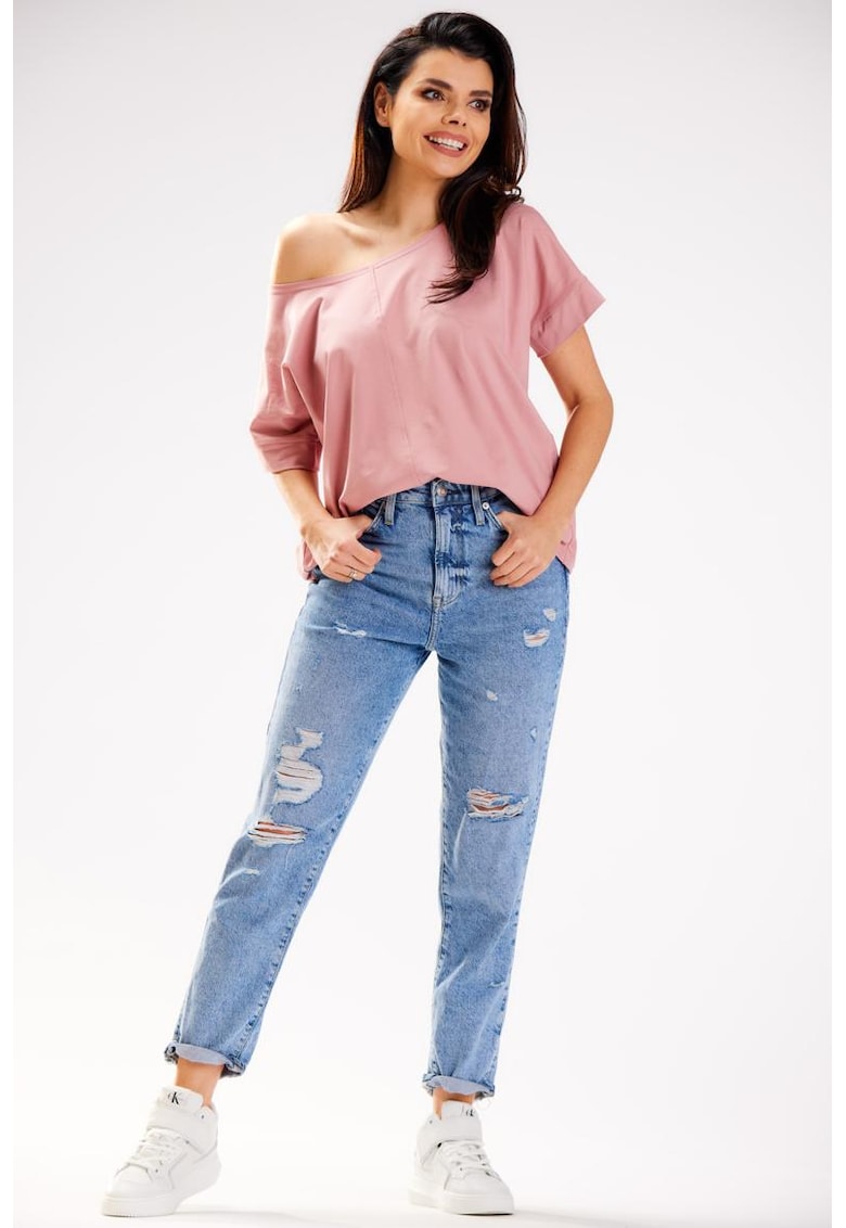 Bluza lejera cu decolteu rotund -