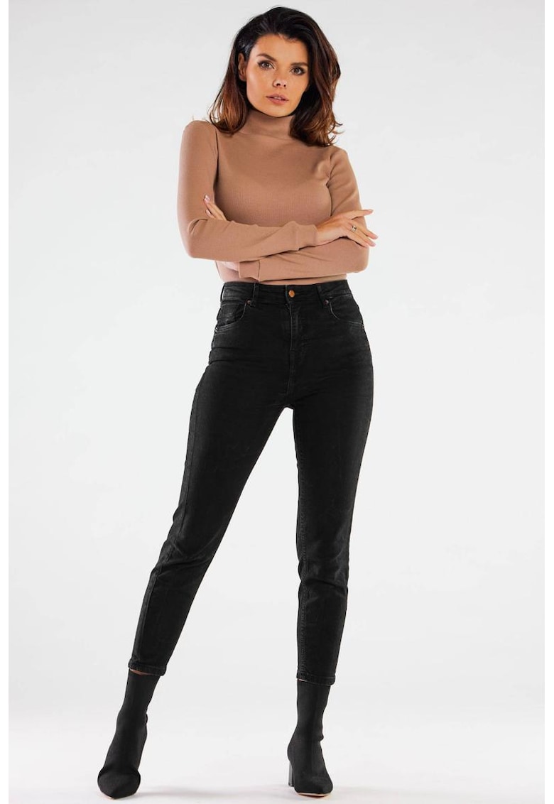 Bluza slim fit cu guler inalt -