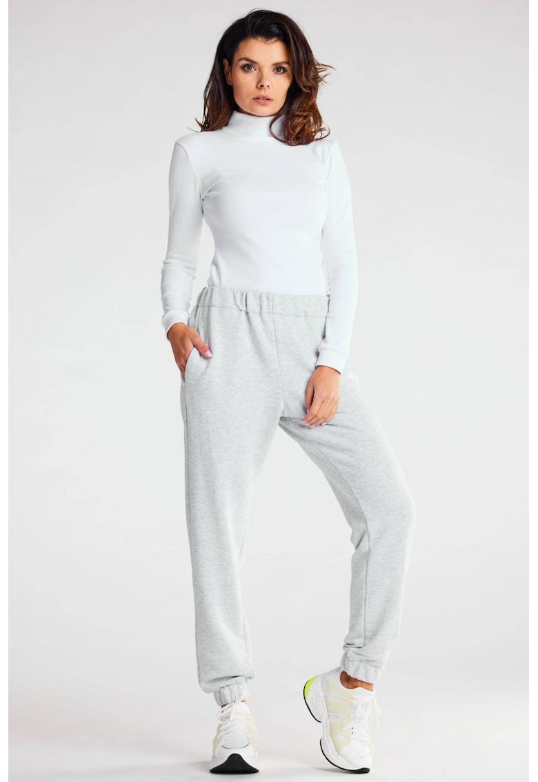 Bluza slim fit cu guler inalt -