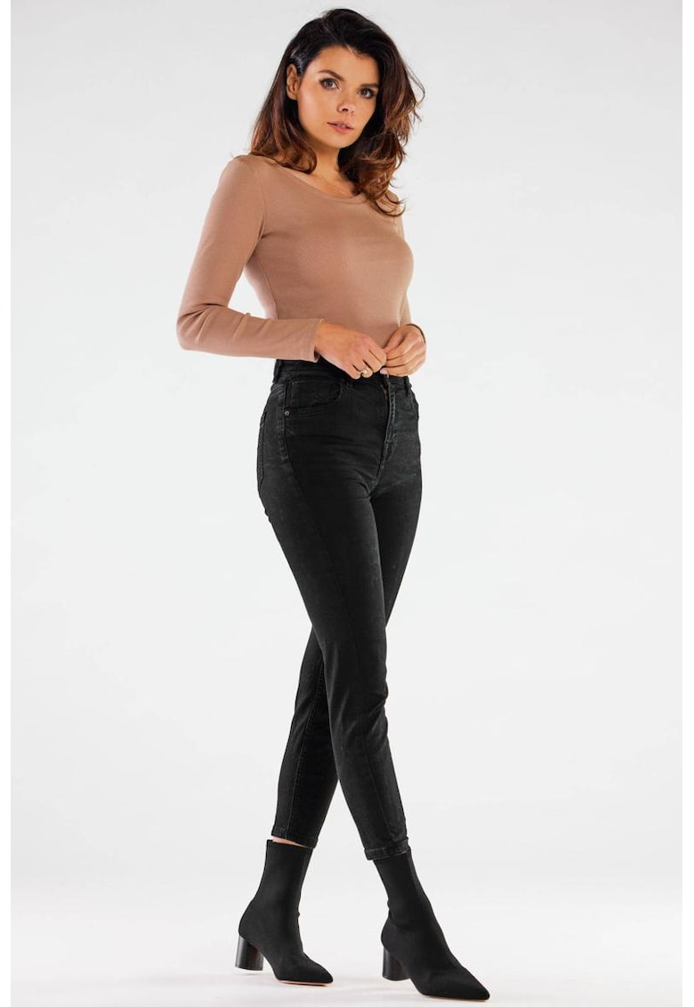 Bluza slim fit cu decolteu rotund