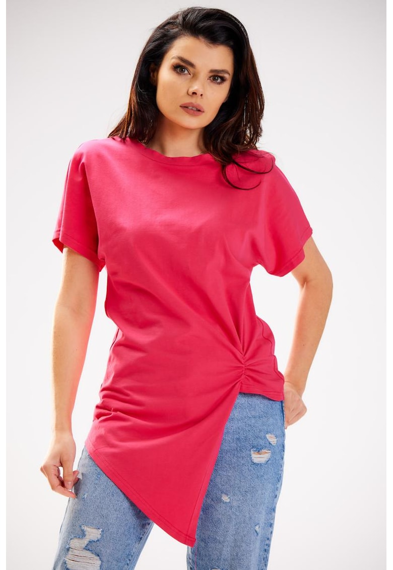 Bluza asimetrica cu maneci scurte -