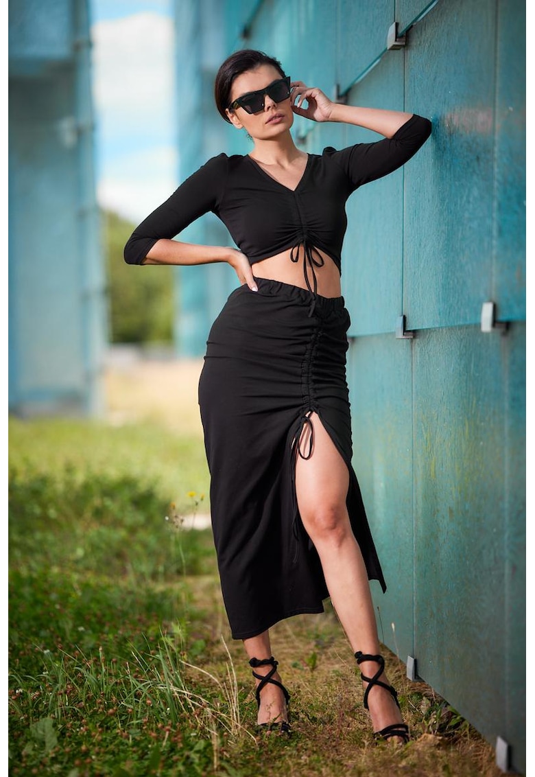 Bluza din bumbac cu snur ajustabil