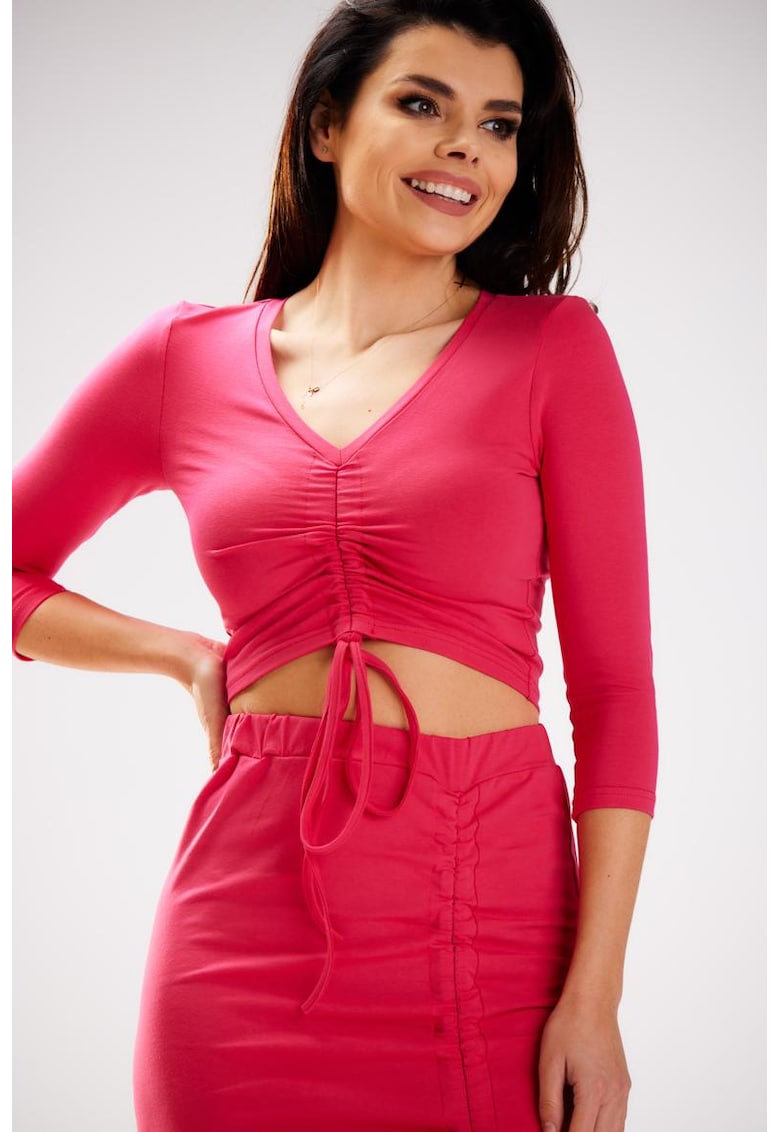 Bluza cu decolteu in V si snur ajustabil