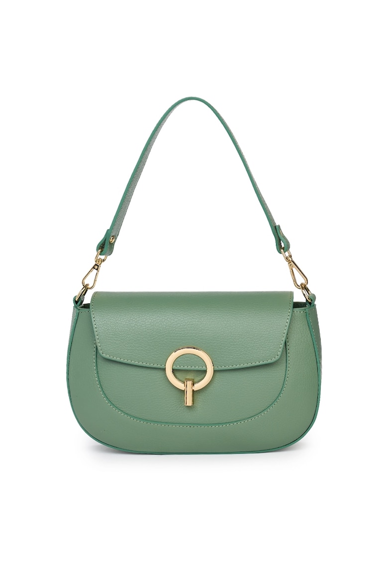 Geanta dama din piele naturala Rosalia gri - Verde menta