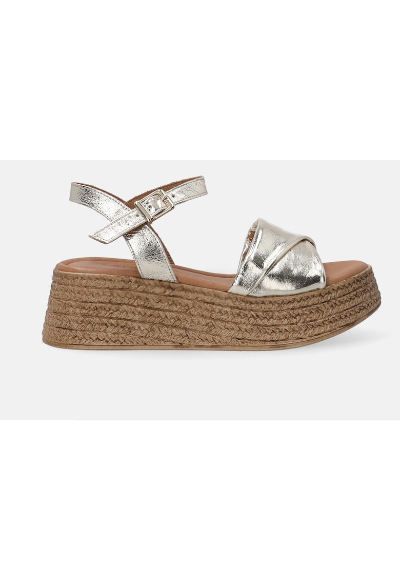 Sandale-espadrile cu aspect metalizat