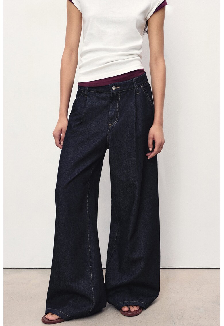 Blugi cu croiala ampla din denim - Albastru ultramarin