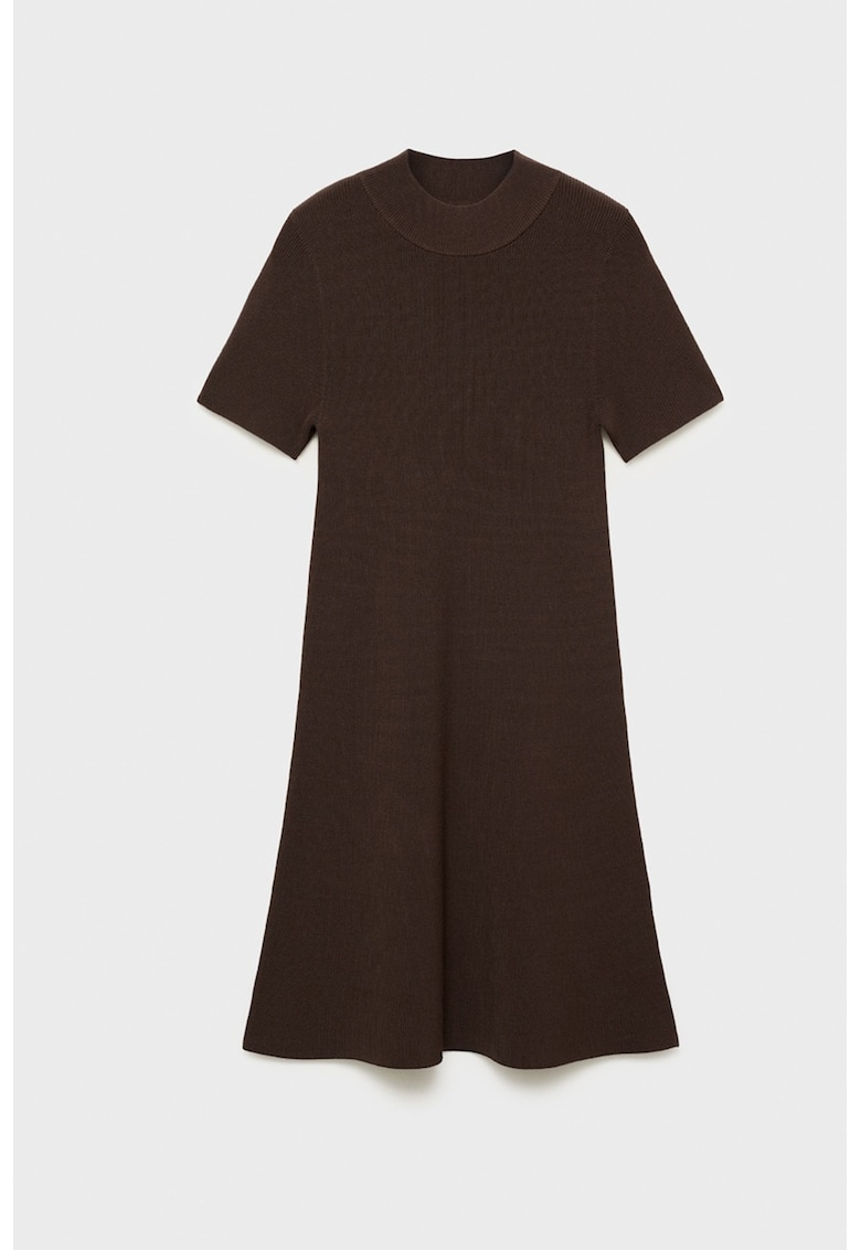 Rochie evazata din tricot - Maro inchis