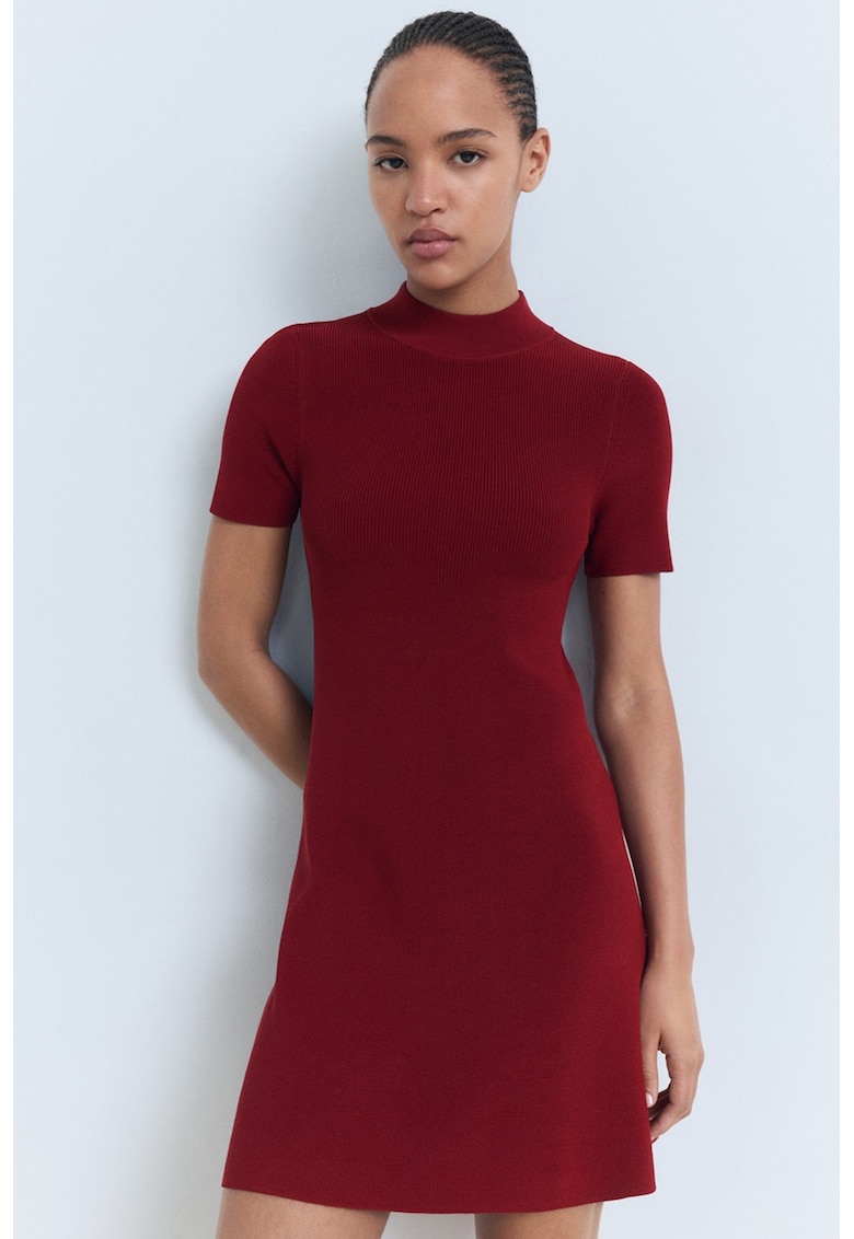 Rochie evazata din tricot - Visiniu