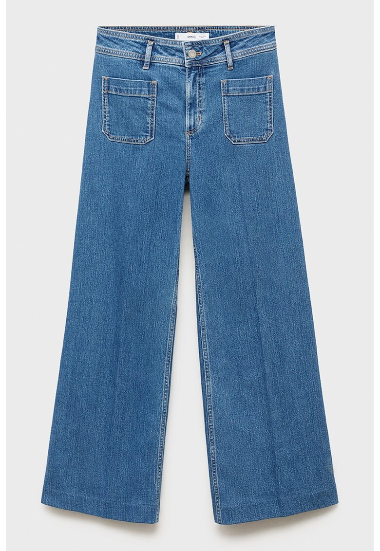 Blugi cu croiala ampla si talie inalta - Albastru pastel