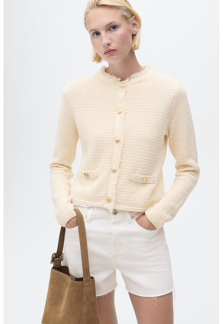 Jacheta uni cu nasturi contrastante - Bej deschis