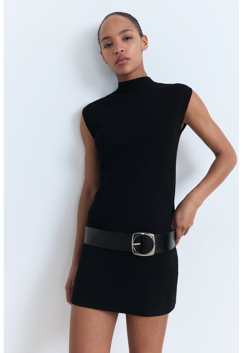 Rochie scurta tricotata fin - Negru