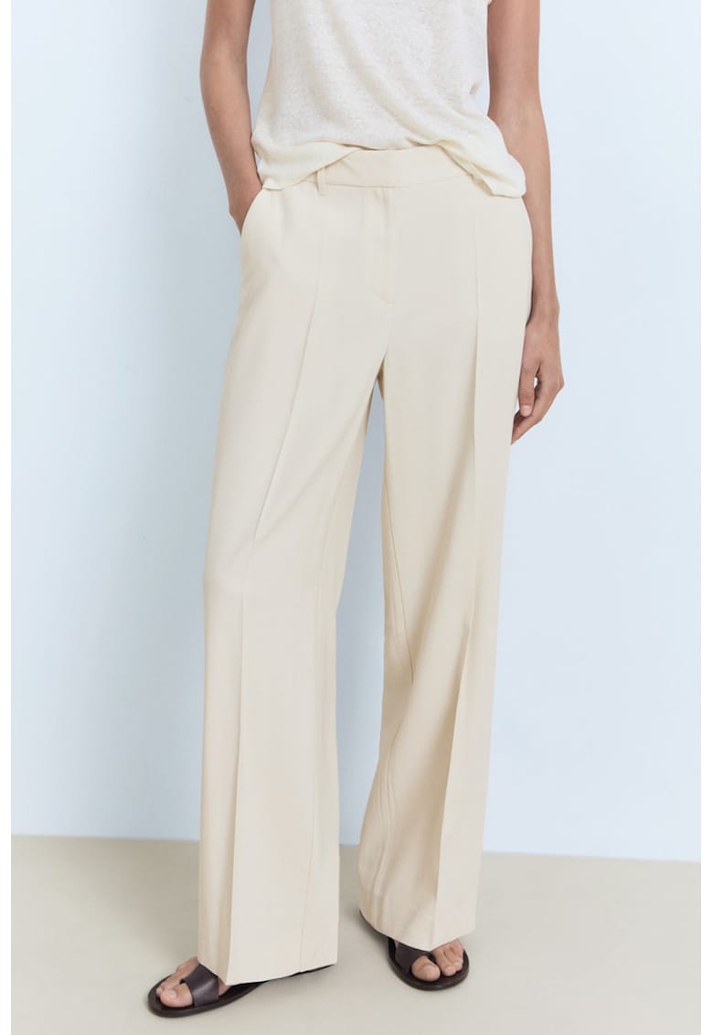 Pantaloni eleganti cu croiala dreapta si talie medie