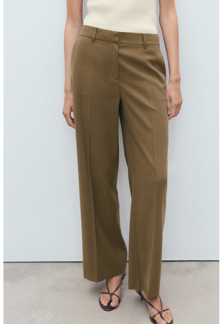 Pantaloni eleganti cu croiala dreapta si talie medie