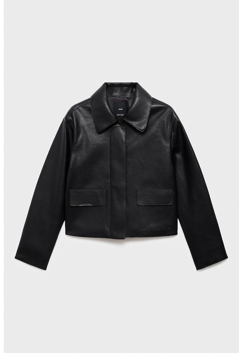 Jacheta din piele ecologica cu guler ascutit