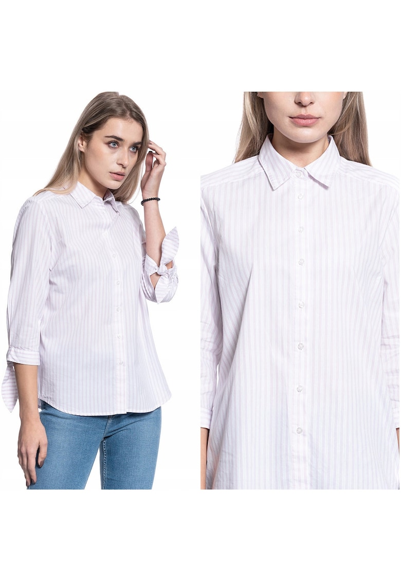 Camasa Dama -  Elisa Cv Stripe - Croi Regular - Inchidere: Nasturi - Compozitie Material: 100% Bumbac - Model Predominant: Dungi - Alb