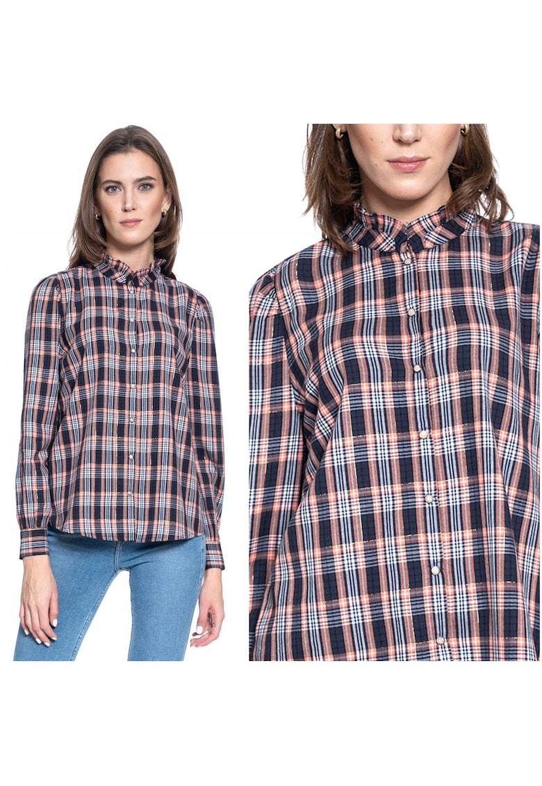 Camasa Dama -  Emma Lurex Check - Croi: Regular Fit - Stil: Drept - Inchidere: Capse - Compozitie Material: 100% Bumbac - Multicolor - 1 Bucata