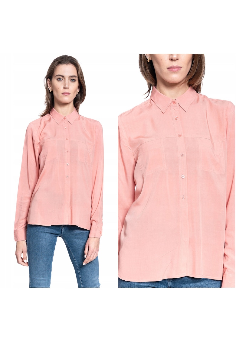 Camasa Dama -  Bluza Elisa Cv - Croi: Regular Fit - Stil: Drept / Regulamentar - Inchidere: Nasturi - Compozitie Material: 100% Bumbac - Roz - 1 Bucata