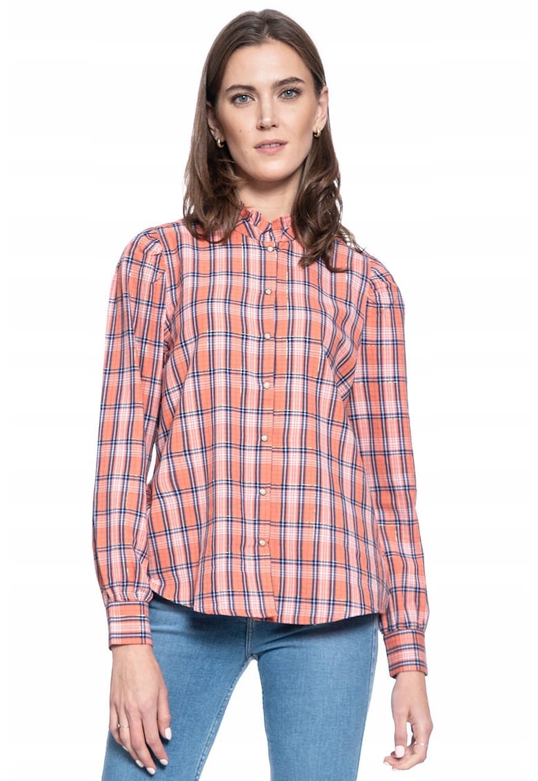 Camasa Din Material - Emma Lurex Check - Croiala Regulara - Capse - 100% Bumbac - Fara Informatii Despre Culoarea Producatorului - Roz