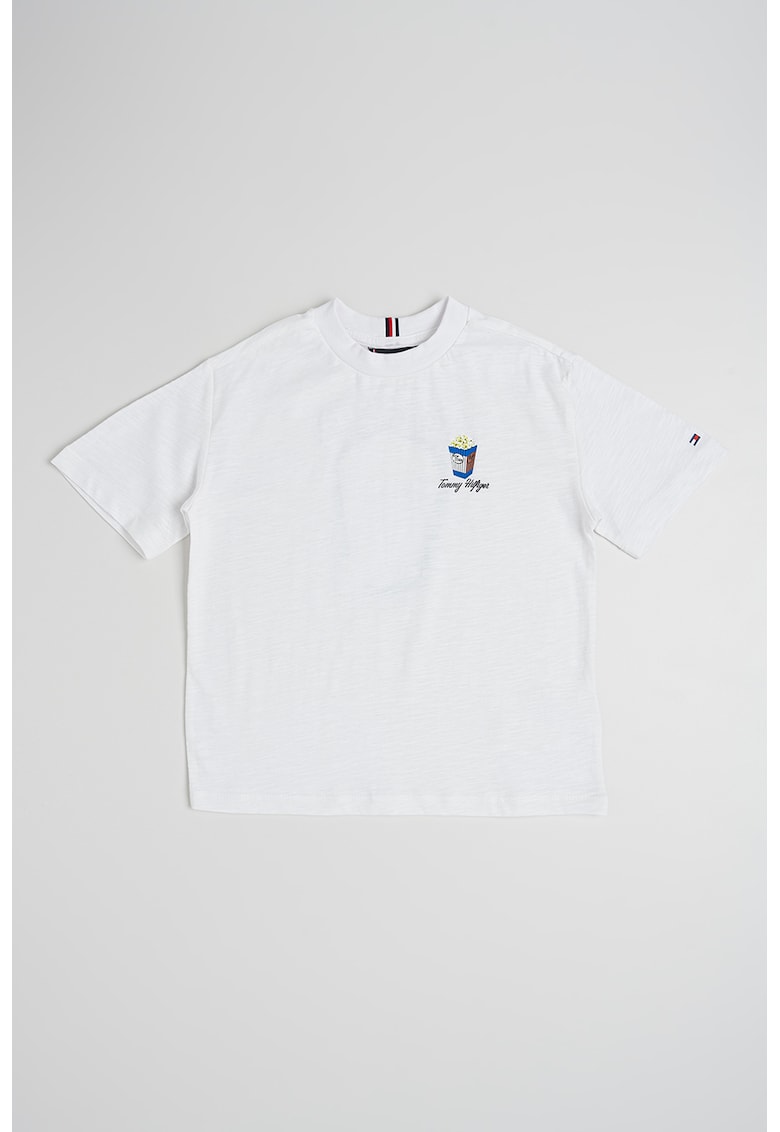 Tricou de bumbac cu imprimeu grafic si logo