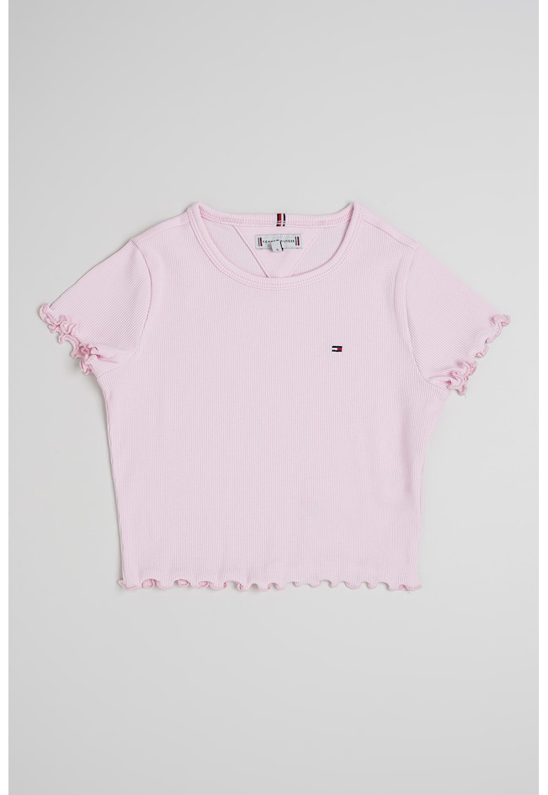 Tricou de bumbac cu striatii si logo