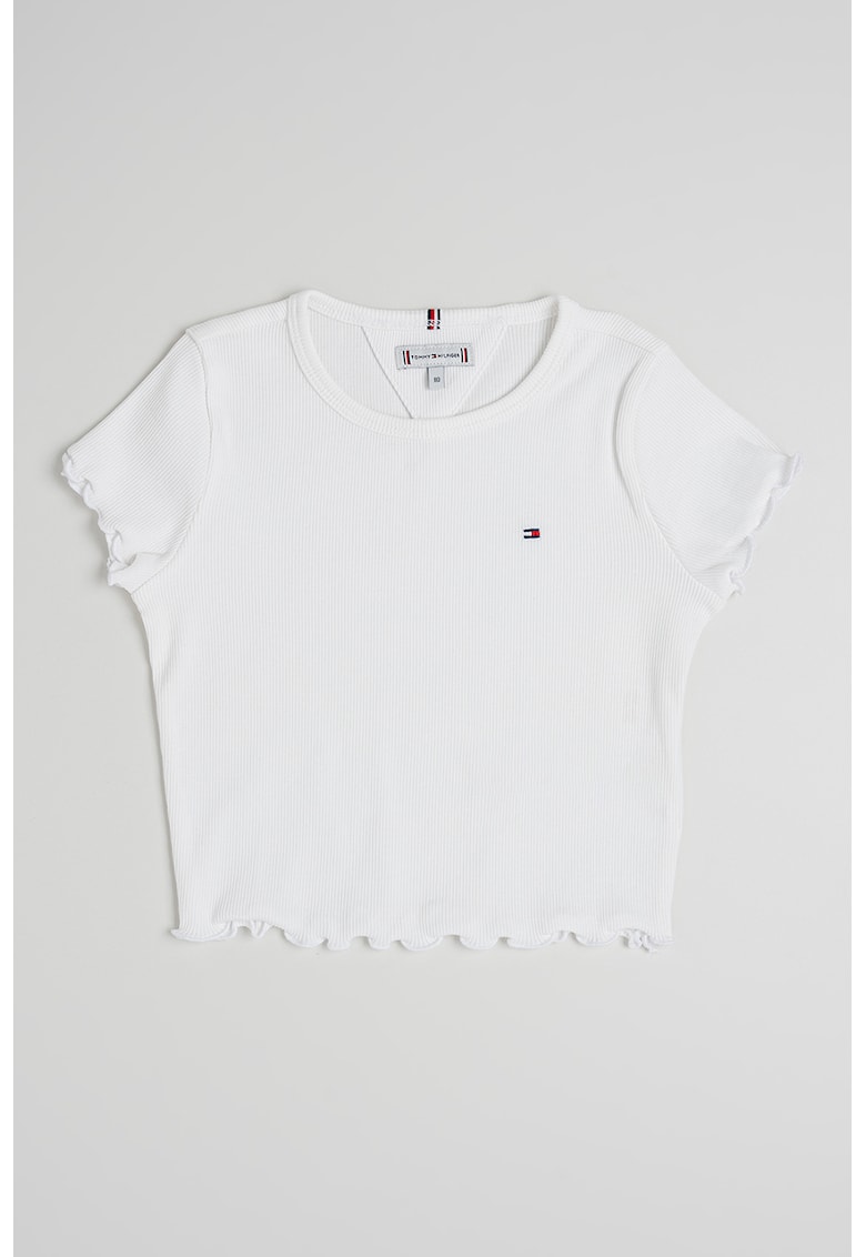 Tricou de bumbac cu striatii si logo Tricou de bumbac cu striatii si logo