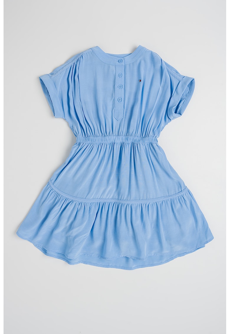 Rochie stratificata cu maneci scurte si talie elastica Rochie stratificata cu maneci scurte si talie elastica