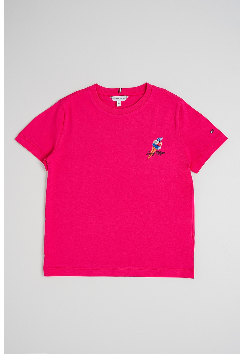 Tricou de bumbac cu imprimeu grafic si logo