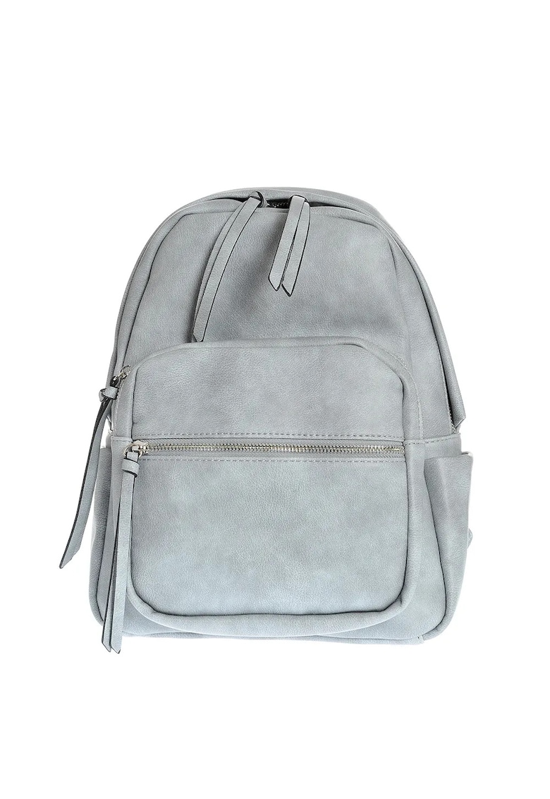 Rucsac compartimentat gri din piele ecologica Rucsac compartimentat gri din piele ecologica