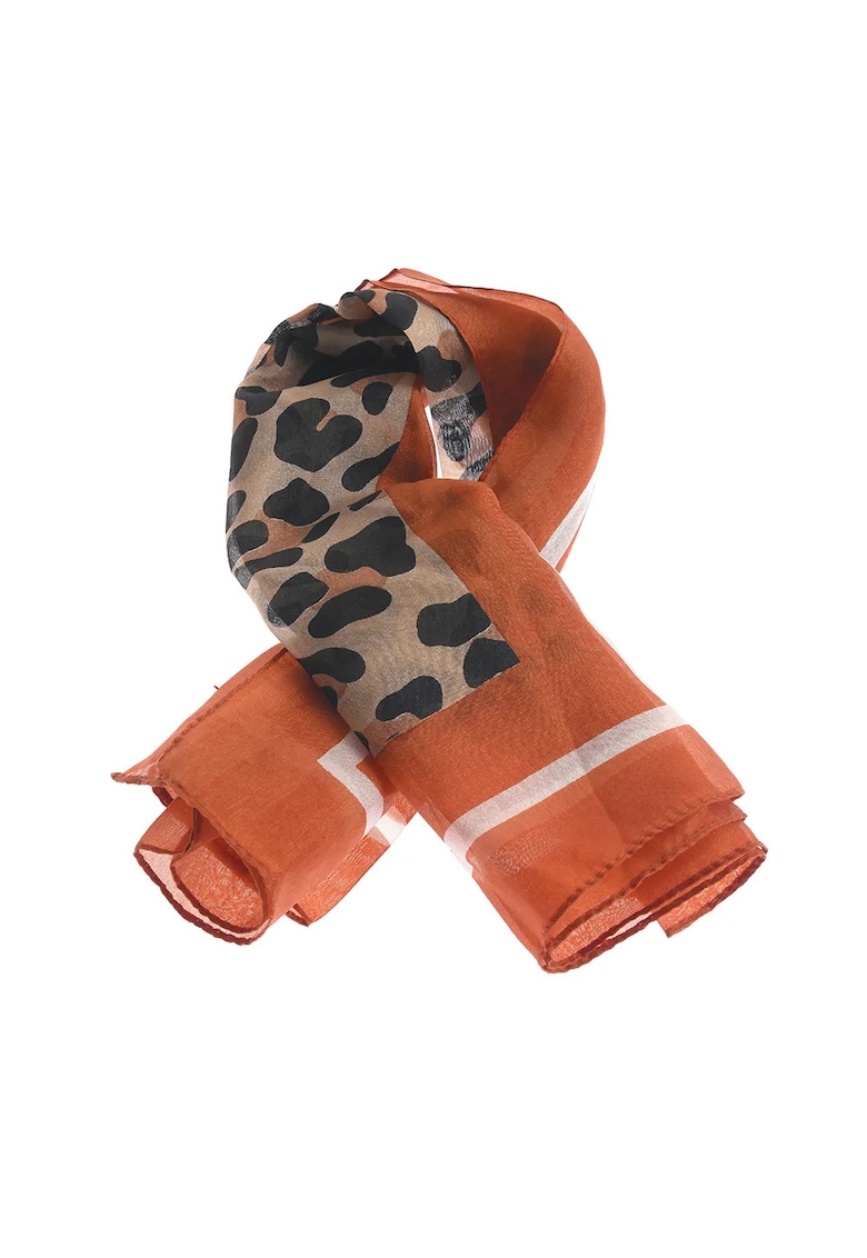 Esarfa maro din matase cu model animal print 50 x 50 cm