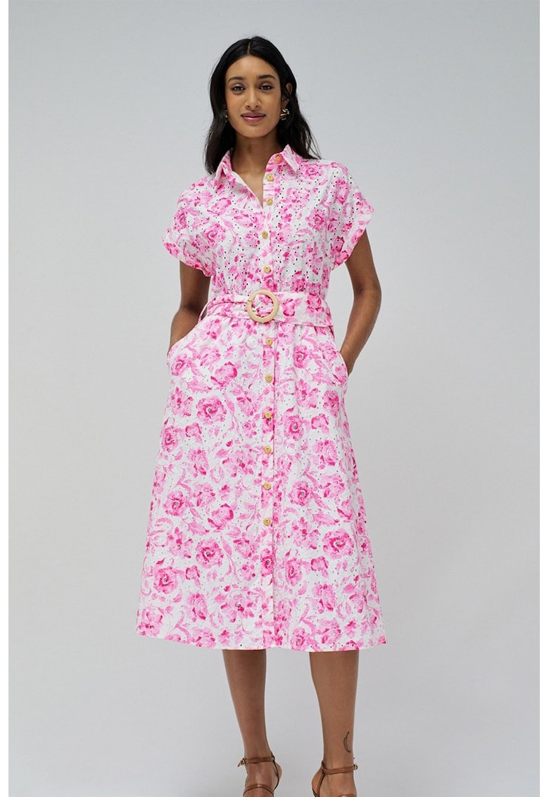 Rochie midi evazata cu model floral