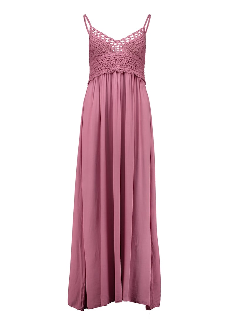 Rochie cu segment crosetat - fara maneci - Roz prafuit