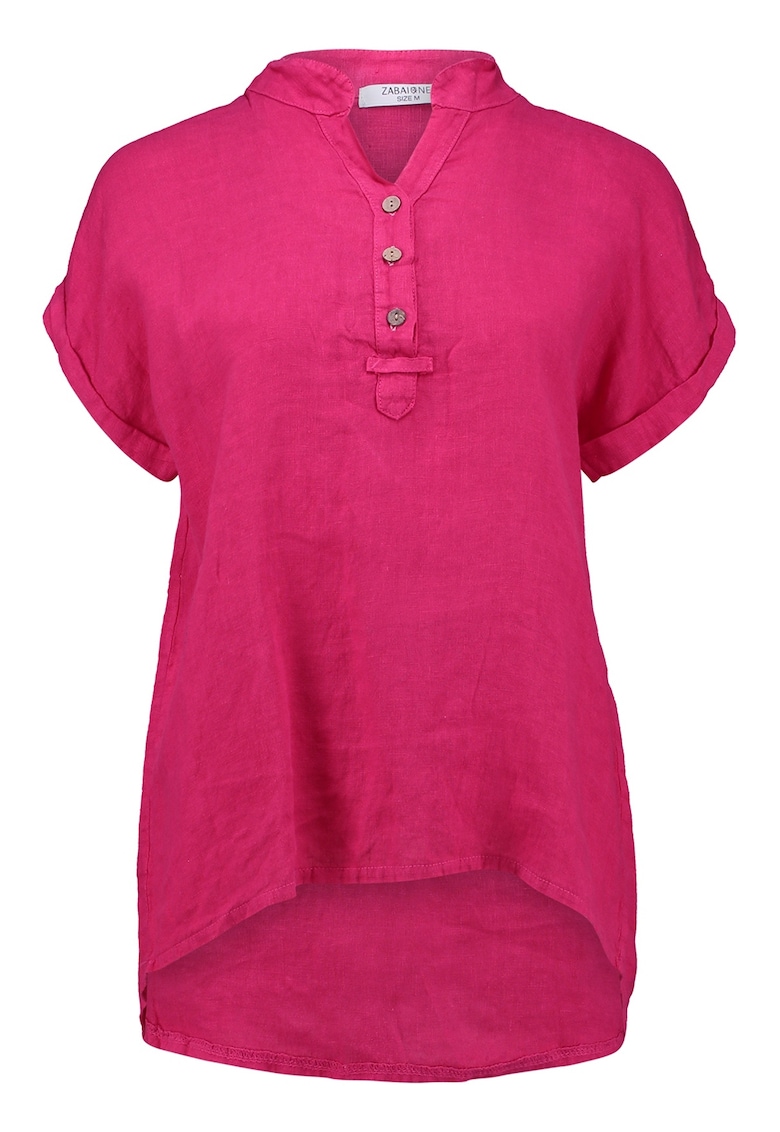 Bluza din in cu decolteu tunica si maneci scurte