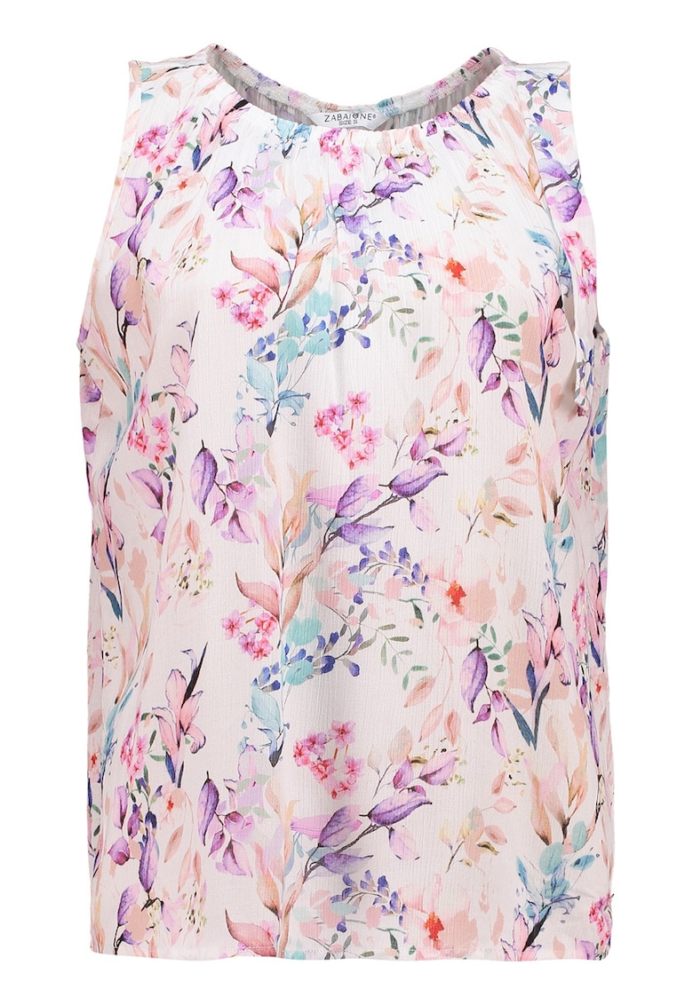 Top cu model floral - Lila/Alb murdar/Roz