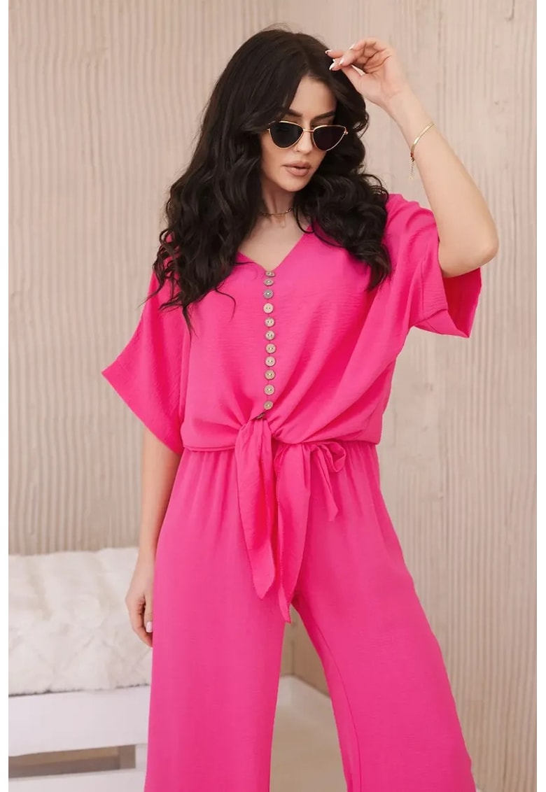 Set de bluza cu nod frontal si pantaloni -