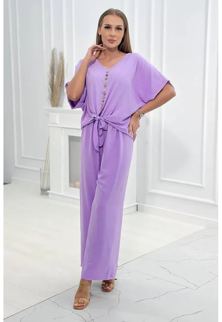 Set de bluza cu nod frontal si pantaloni -