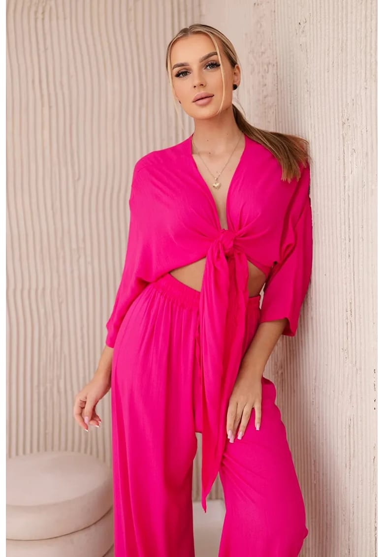 Set de bluza cu prindere frontala si pantaloni -