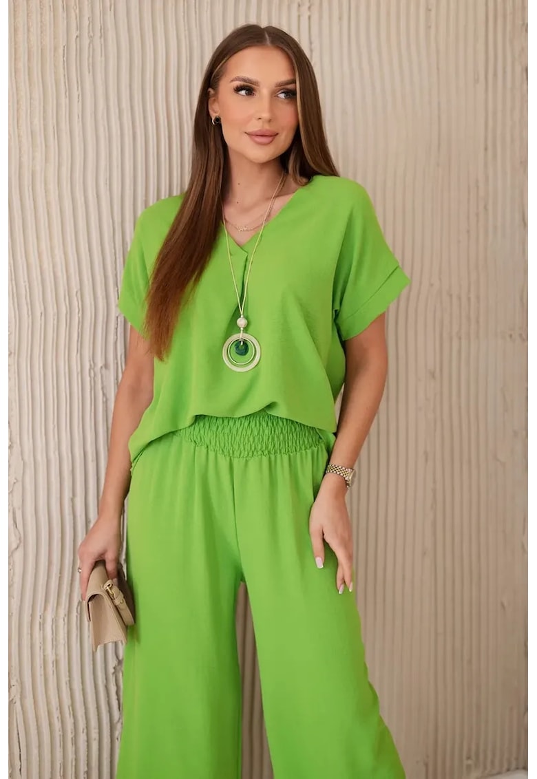 Komplet z naszyjnikiem bluzka i spodnie 28389