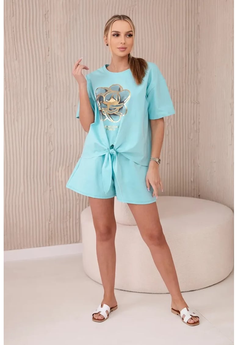 Komplet z nadrukiem new punto bluzka i spodenki 29117